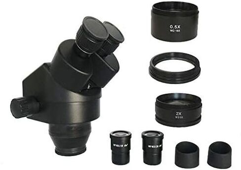 Black Binocular Stereo Microscope, 7-45X, Industrial Microscope, Zoom Magnification Head, WD165, 0.5 x 2.0 x 1 Protective Glass (Color : 7 x 45 x White) (3.5 x 90 x White) in Kuwait