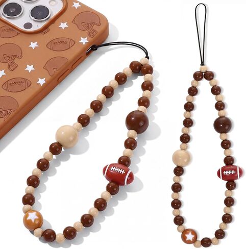 Phone Charms-1PC Brown Rugby Charm Strap Universal Cellphone Lanyard Smartphone Chain String Charm for Phone Case Women(Brown Rugby,1PC) in Kuwait