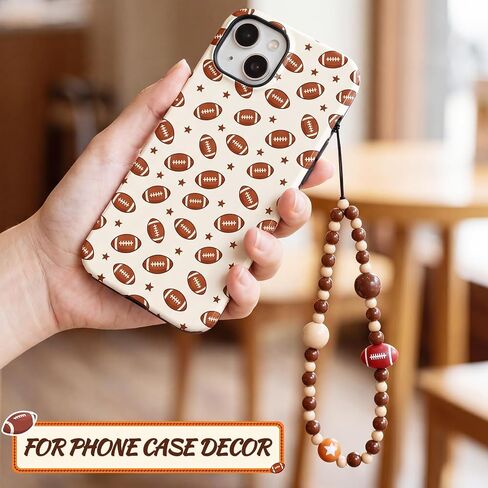 Phone Charms-1PC Brown Rugby Charm Strap Universal Cellphone Lanyard Smartphone Chain String Charm for Phone Case Women(Brown Rugby,1PC) in Kuwait