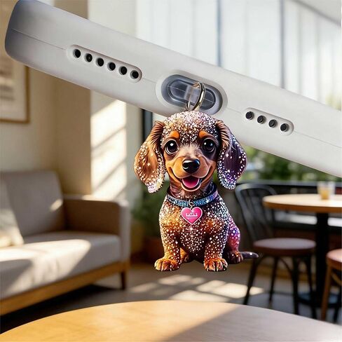 Glitter Dachshund Dog Dust Plug Acrylic Charms for electronic products,Type-C Charging Port Dust Plugs Pendant Compatible with E-Reader Phone Tablet, Gift for Christmas, Birthday, Anniversary Day in Kuwait