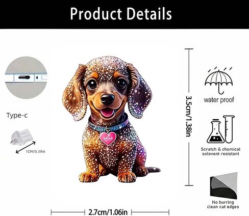 Glitter Dachshund Dog Dust Plug Acrylic Charms for electronic products,Type-C Charging Port Dust Plugs Pendant Compatible with E-Reader Phone Tablet, Gift for Christmas, Birthday, Anniversary Day in Kuwait