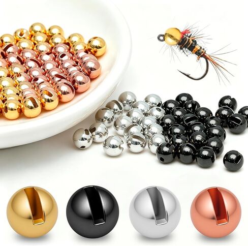 200pcs Tungsten Slotted Beads, 13 Sizes, 4 Colors, Fly Tying Nymph Beads in Kuwait