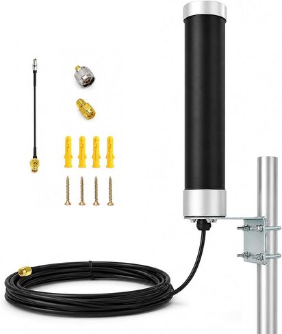Outdoor Omni Cellular Antenna Kit for 5G 4G LTE GSM T-Mobile Cell Phone Signal Booster Router Modem Gateway Hotspot Security Camera | Broadband 600-6000MHz w/ 9.8ft Cable TS9 RP SMA N Adapter in Kuwait