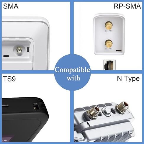 Outdoor Omni Cellular Antenna Kit for 5G 4G LTE GSM T-Mobile Cell Phone Signal Booster Router Modem Gateway Hotspot Security Camera | Broadband 600-6000MHz w/ 9.8ft Cable TS9 RP SMA N Adapter in Kuwait