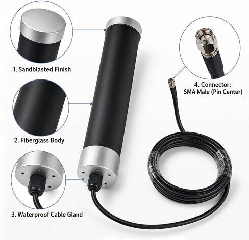 Outdoor Omni Cellular Antenna Kit for 5G 4G LTE GSM T-Mobile Cell Phone Signal Booster Router Modem Gateway Hotspot Security Camera | Broadband 600-6000MHz w/ 9.8ft Cable TS9 RP SMA N Adapter in Kuwait