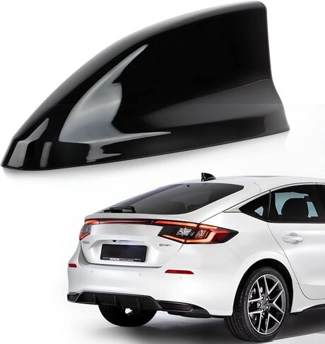 PSLER Car Auto Shark Fin Antenna Cover AM/FM Radio Signal Roof Aerial Cover Trim Exterior Decoration for 2022 11th Generation Honda Civic Sedan, Si Sedan, Hatchback and Type R Glossy Black in Kuwait