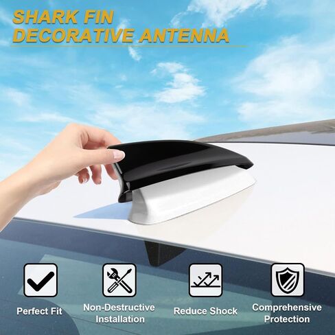 PSLER Car Auto Shark Fin Antenna Cover AM/FM Radio Signal Roof Aerial Cover Trim Exterior Decoration for 2022 11th Generation Honda Civic Sedan, Si Sedan, Hatchback and Type R Glossy Black in Kuwait