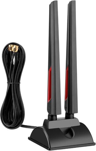 Superbat WiFi 6E Tri-Band Antenna 2.4GHz 5GHz 6GHz Magnetic Base WiFi Antenna with RP-SMA Extension Cable for PC Desktop Computer WiFi Card Wireless Network Router Security Cameras in Kuwait