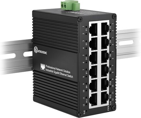 Industrial 12 Port Gigabit PoE Switch, DC 12-48V to 48V PoE Boost in Kuwait