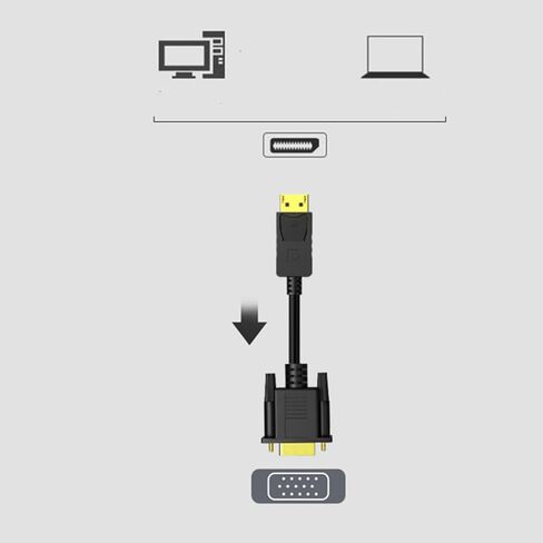 SHINEOFI Vga Adapter Cable 6ft Black Copper Converter Cord for Laptop Computer Video Streaming Gaming Plug and Play No Driver Needed in Kuwait