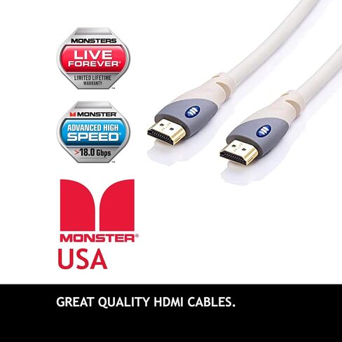 Monster HDMI Cable 4k Ultra HD with Ethernet - Corrosion-Resistant 24k Rose Gold Contacts and V-Grip Connection - HDMI Cable for PS3 and Computer Monitor - 6 FT in Kuwait