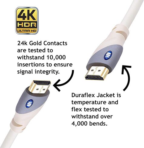 Monster HDMI Cable 4k Ultra HD with Ethernet - Corrosion-Resistant 24k Rose Gold Contacts and V-Grip Connection - HDMI Cable for PS3 and Computer Monitor - 6 FT in Kuwait