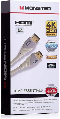 Monster HDMI Cable 4k Ultra HD with Ethernet - Corrosion-Resistant 24k Rose Gold Contacts and V-Grip Connection - HDMI Cable for PS3 and Computer Monitor - 6 FT in Kuwait