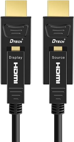 DTECH Fiber Optic HDMI Cable 100 Feet 4K 60Hz 444 Chroma Subsampling 18Gbps High Speed Ultra HD 100ft Micro HDMI to Standard HDMI Cord Removable Ends Compatible with TV Projector Computer Monitor in Kuwait