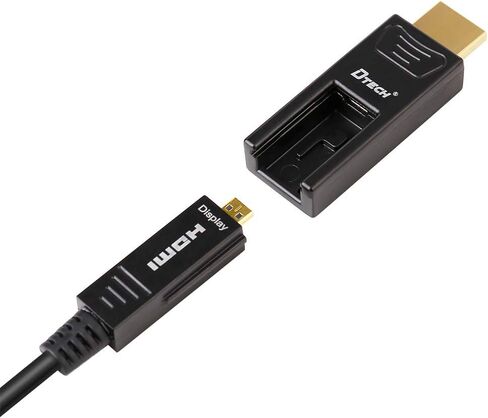 DTECH Fiber Optic HDMI Cable 100 Feet 4K 60Hz 444 Chroma Subsampling 18Gbps High Speed Ultra HD 100ft Micro HDMI to Standard HDMI Cord Removable Ends Compatible with TV Projector Computer Monitor in Kuwait