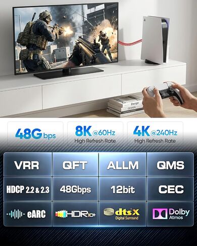 Short Coiled HDMI 2.1 Cable 8K,Right Angle HDMI Camera Monitor Cord Braided in Kuwait
