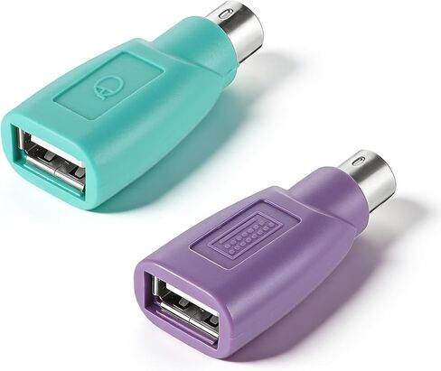 Xthrotsenk 2 Pcs PS2 to USB Adapter PS/2 to USB-A Adapter Male -Female -PS2 Adapters PS-2 Jack - USB A Plug Replacement for Mouse Keyboard Desktop PC Laptop Notebook Purple/Green in Kuwait