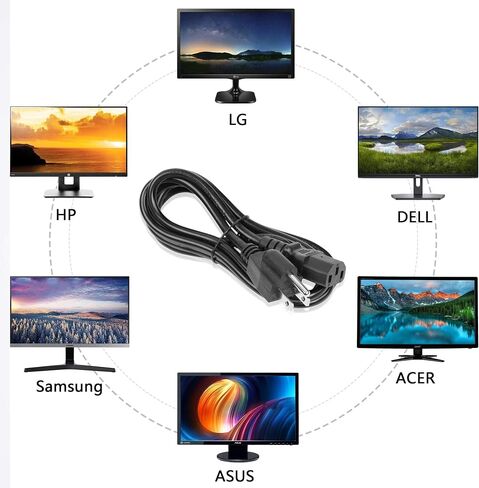 AC Power Cord for Samsung Lg Panasonic Dynex Philips Toshiba LCD TV 6Ft Universal 3 Prong Computer Power Cord Replacement [UL Listed] in Kuwait