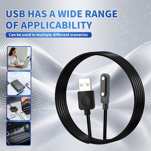 Smart Watch Charger Cable, Magnetic SmartWatch Accessories Charger Cable 2 Pin Cord, Charger Contact pin spacing 7.62 mm for Smart Watch, Fitness Tracker in Kuwait