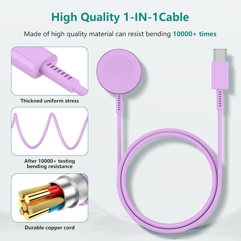 2Pack for Apple Watch Charger Cable, Magnetic Fast Charger to USB-C Cable 3FT, Wireless Fast iWatch Charger Portable Compatible with iWatch Ultra/Series 9/8/7/6/SE/SE2/5/4/3/2/1-Purple in Kuwait