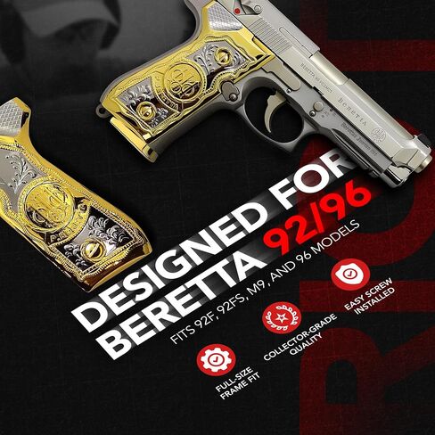 Riot Balls New for Beretta 92 96 Grips Beretta 92F, 92FS, M9, 96 Metal Grips Gold 2 X Plated Beretta Magazine Plates and Screws in Kuwait