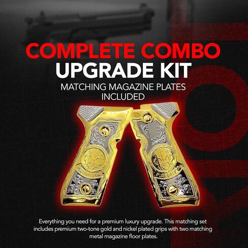Riot Balls New for Beretta 92 96 Grips Beretta 92F, 92FS, M9, 96 Metal Grips Gold 2 X Plated Beretta Magazine Plates and Screws in Kuwait