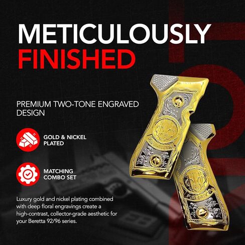 Riot Balls New for Beretta 92 96 Grips Beretta 92F, 92FS, M9, 96 Metal Grips Gold 2 X Plated Beretta Magazine Plates and Screws in Kuwait