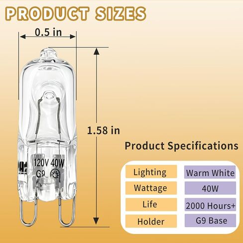WPW10472384 Microwave Wall Oven Light Bulb G9 40W for Whirlpool KitchenAid in Kuwait
