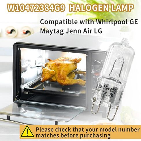 WPW10472384 Microwave Wall Oven Light Bulb G9 40W for Whirlpool KitchenAid in Kuwait