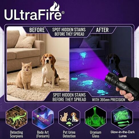 ULTRAFIRE 502UV 395-405 nm Black Light UV Flashlight Zoomable in Kuwait