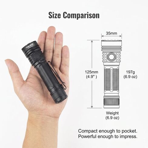 ThruNite TC20 V3 Rechargeable Flashlights High Lumens, 4720 Lumen Super Bright LED Flashlight, USB-C, 6 Modes, IPX8 Waterproof EDC Tactical Flash Light with Magnetic Tailcap for Camping & Emergency in Kuwait