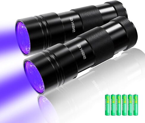 BEIKE UV Blacklight Flashlights, 12 LED 395nm Ultraviolet Blacklight (2 PCS) – Mini Portable UV Detector for Dog Urine, Pet Urine Detector Light for Stains, Bed Bugs, Resin Curing，Scorpions Finder in Kuwait