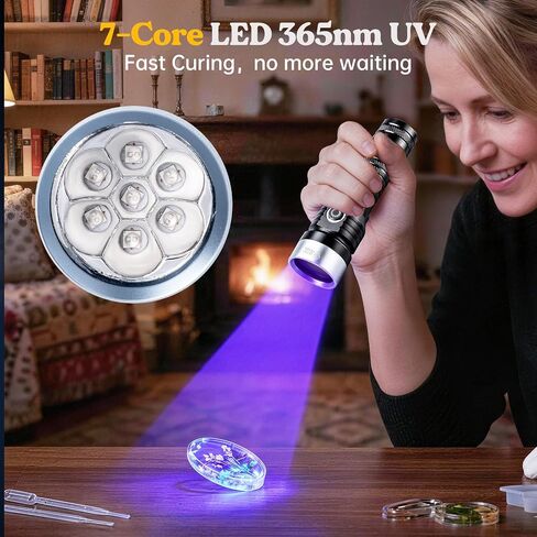 LET'S RESIN 365nm UV Flashlight, 7 LEDs, USB-C Rechargeable, 3000 mAh in Kuwait