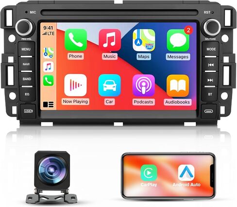 Junsun Car Radio Stereo for Chevy Silverado 2007 2008 2009 2010 2011 2012 2013 Tahoe GMC Sierra Yukon, 2+64GB Android 13 with CarPlay Android Auto 5GHz WiFi FM Bluetooth GPS Navigation Backup Camera in Kuwait