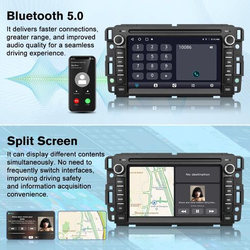 Junsun Car Radio Stereo for Chevy Silverado 2007 2008 2009 2010 2011 2012 2013 Tahoe GMC Sierra Yukon, 2+64GB Android 13 with CarPlay Android Auto 5GHz WiFi FM Bluetooth GPS Navigation Backup Camera in Kuwait