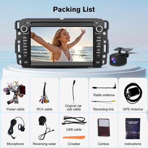 Junsun Car Radio Stereo for Chevy Silverado 2007 2008 2009 2010 2011 2012 2013 Tahoe GMC Sierra Yukon, 2+64GB Android 13 with CarPlay Android Auto 5GHz WiFi FM Bluetooth GPS Navigation Backup Camera in Kuwait