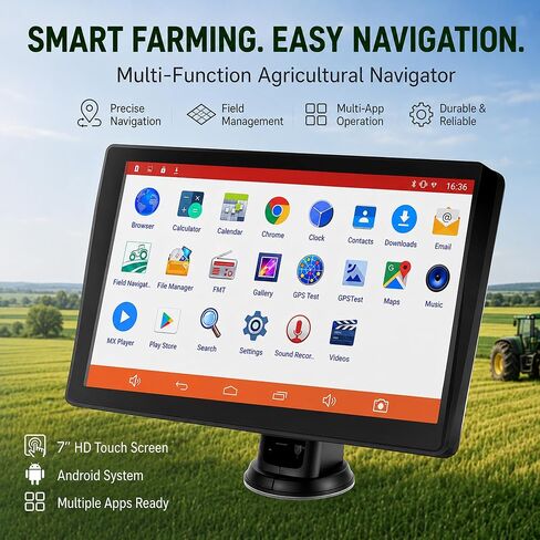 Tractor Guidance System with Precision GPS & GNSS Autosteer, 7" High Accuracy Touch Screen Farming Navigator, AB Line Guidance Compatible for Spraying, Plowing, Seeding in Kuwait