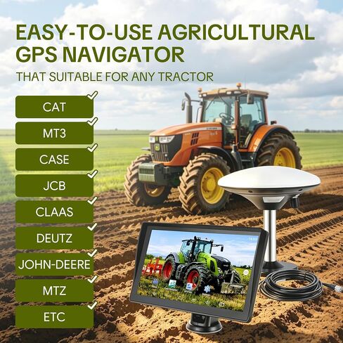 Tractor Guidance System with Precision GPS & GNSS Autosteer, 7" High Accuracy Touch Screen Farming Navigator, AB Line Guidance Compatible for Spraying, Plowing, Seeding in Kuwait