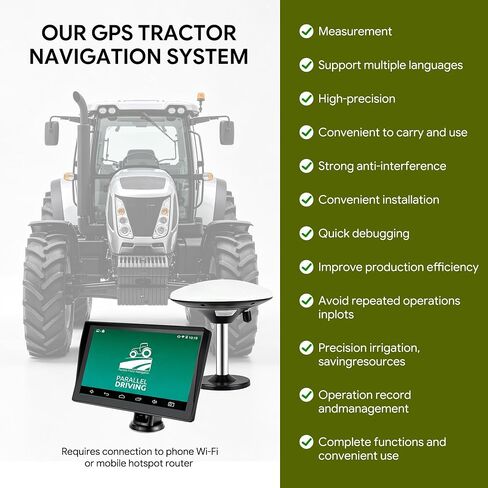 Tractor Guidance System with Precision GPS & GNSS Autosteer, 7" High Accuracy Touch Screen Farming Navigator, AB Line Guidance Compatible for Spraying, Plowing, Seeding in Kuwait