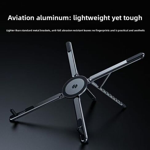 Portable Laptop Stand for Desk, Foldable Adjustable Computer Riser with Magnetic Phone Holder, Aluminum Laptop Stand Tablet Stand Mobile Phone Holder (Gray) in Kuwait