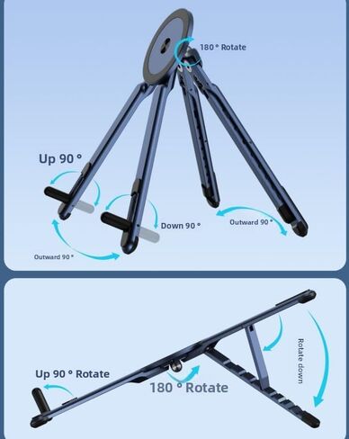 Portable Laptop Stand for Desk, Foldable Adjustable Computer Riser with Magnetic Phone Holder, Aluminum Laptop Stand Tablet Stand Mobile Phone Holder (Gray) in Kuwait