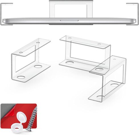 Adhesive Under Desk Laptop Holder Mount, Upto 1.9" / 48mm Thick, For Laptops Macbook Routers Surface iPads Tablets & More, Screw-In & Stick-On in Kuwait
