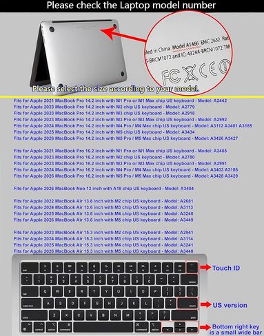 XSKN Persian/Farsi Black US Layout Silicone Keyboard Cover for 2026-2021 MacBook Pro 14 16 inch MacBook Air 13 15 inch with M5/M4/M3/M2/M1 and MacBook Neo in Kuwait