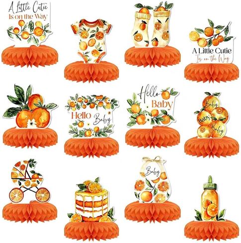 12PCS Orange Citrus Baby Shower Honeycomb Centerpieces in Kuwait