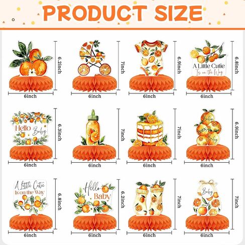 12PCS Orange Citrus Baby Shower Honeycomb Centerpieces in Kuwait