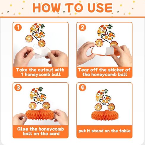 12PCS Orange Citrus Baby Shower Honeycomb Centerpieces in Kuwait