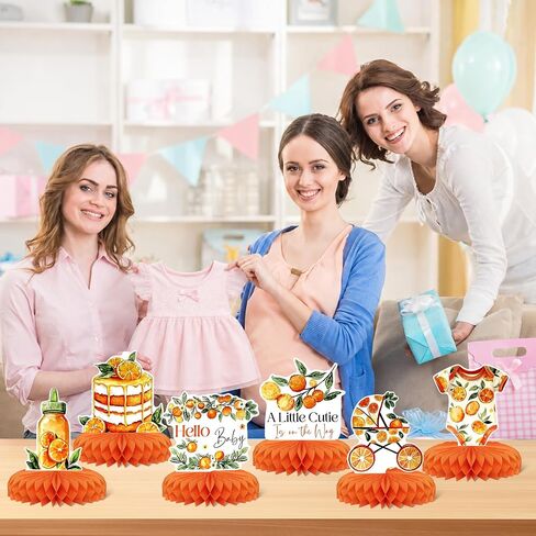 12PCS Orange Citrus Baby Shower Honeycomb Centerpieces in Kuwait