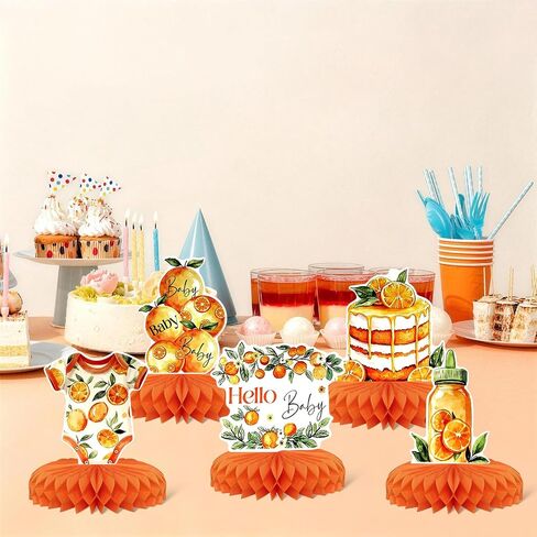 12PCS Orange Citrus Baby Shower Honeycomb Centerpieces in Kuwait