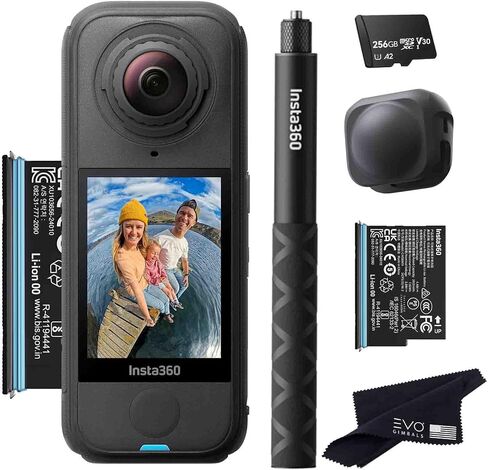 Insta360 X4 Air Essentials Bundle | Lightest 8K 360 Waterproof Action Camera for Epic Adventures, Replaceable Lenses| Bundle Includes Extra Battery, Invisible Selfie Stick, Lens Cap(256GB) in Kuwait
