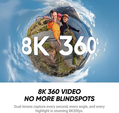 Insta360 X4 Air Essentials Bundle | Lightest 8K 360 Waterproof Action Camera for Epic Adventures, Replaceable Lenses| Bundle Includes Extra Battery, Invisible Selfie Stick, Lens Cap(256GB) in Kuwait